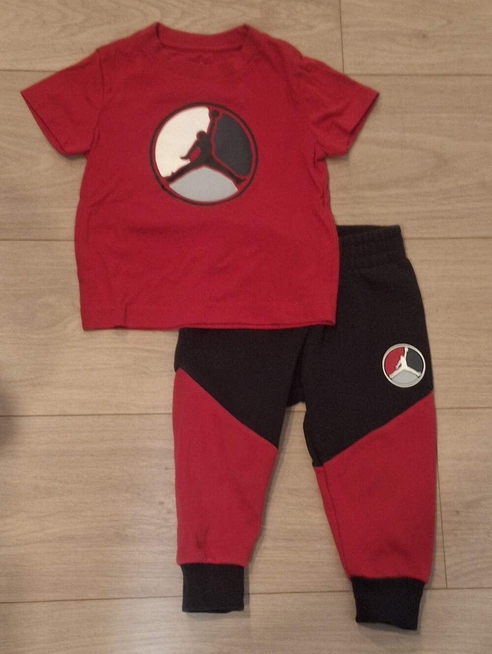 3/$30 Jordan Red and Black Toddler Tee & Jogger Set - 2T